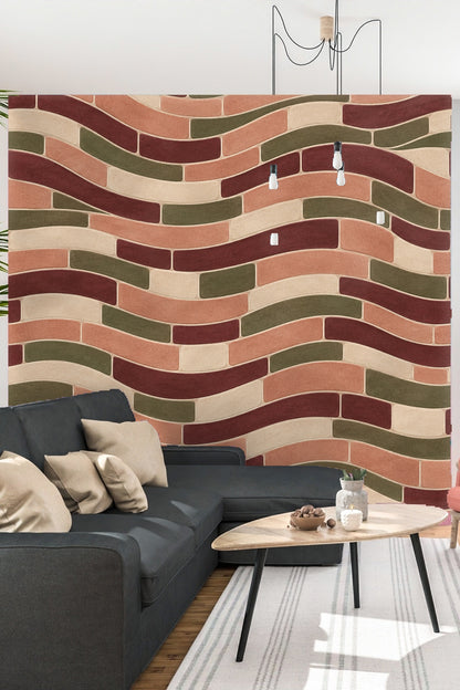 Textured wallpaper swatch with brick-like rounded shapes.