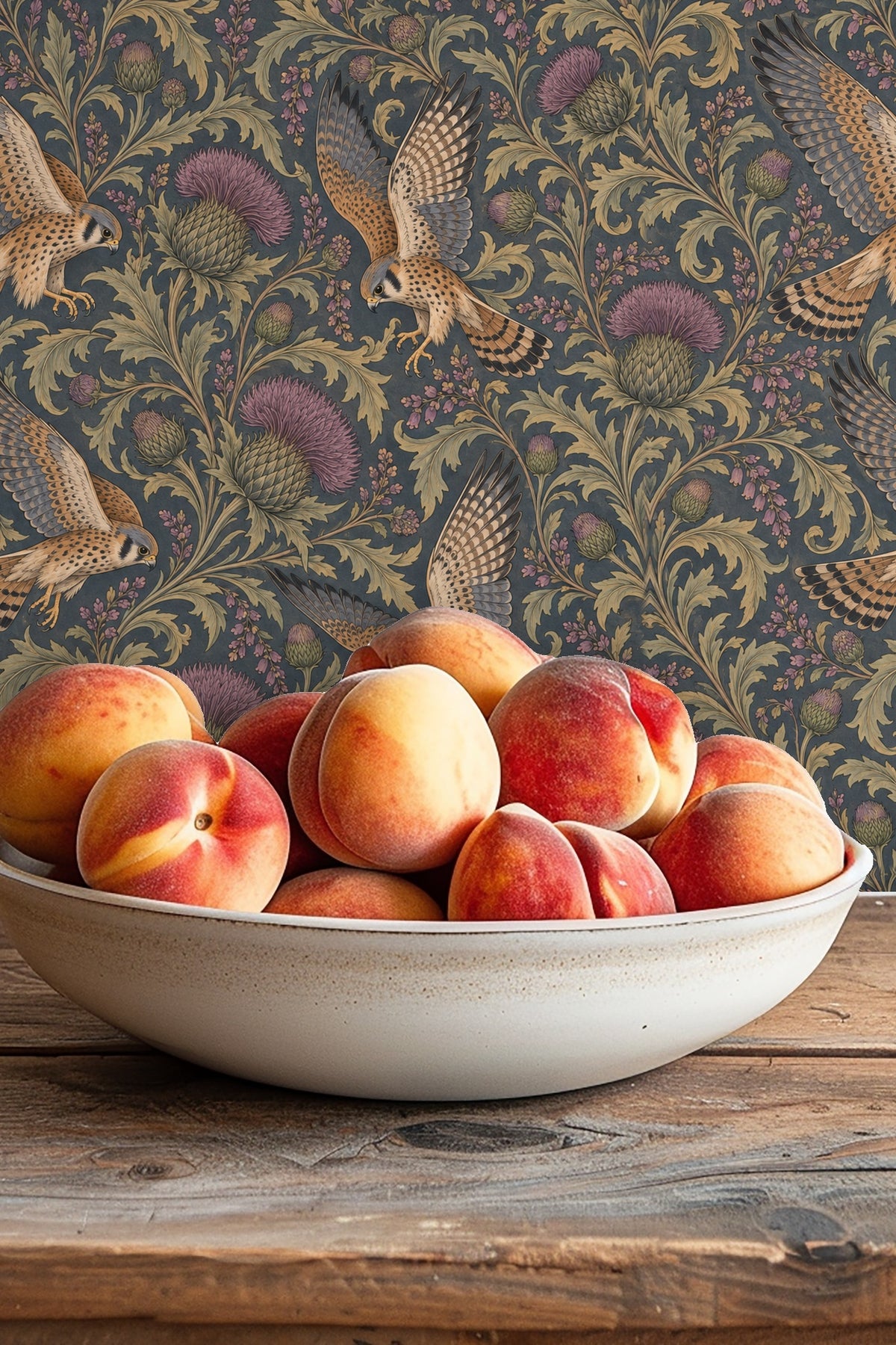 Birds in dynamic flight with outstretched wings on wallpaper