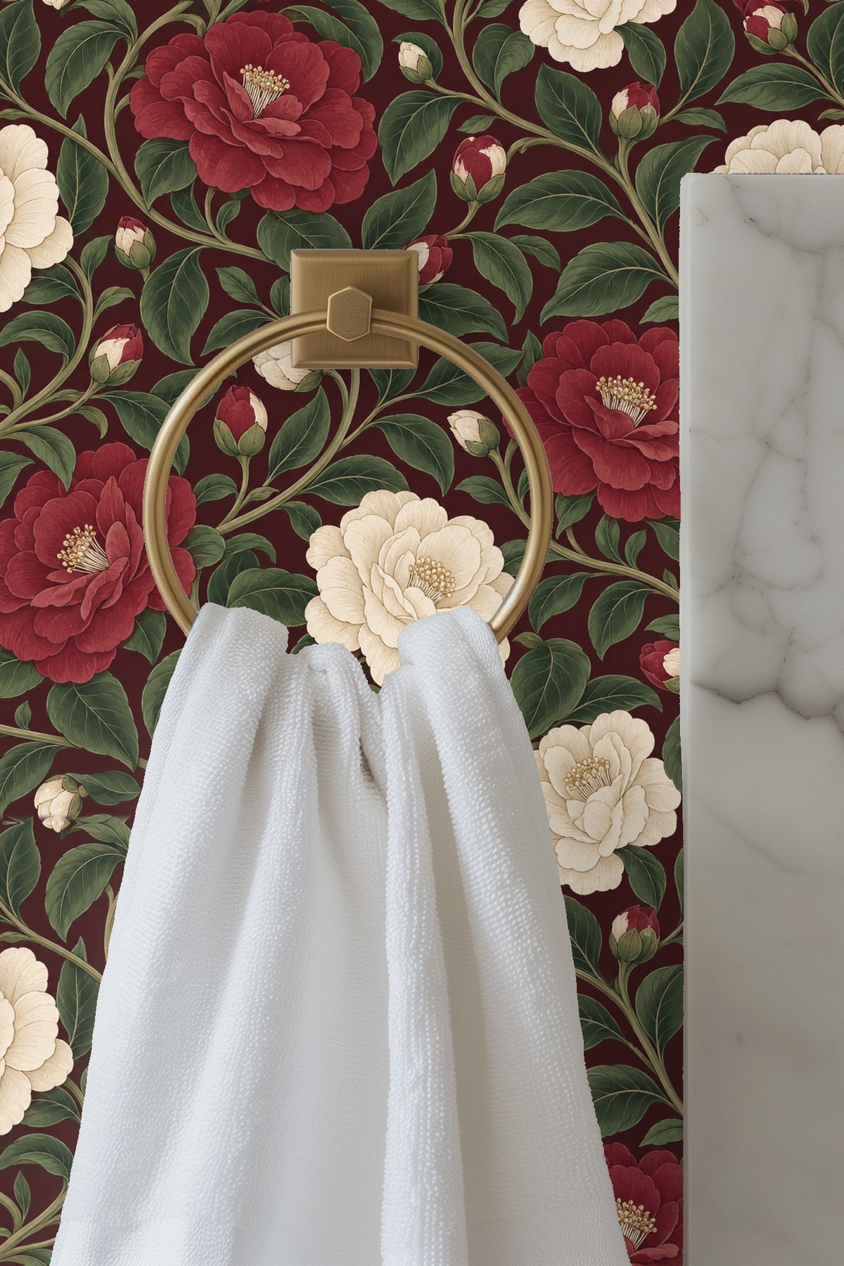 Crimson Camellia Grove wallpaper image 13
