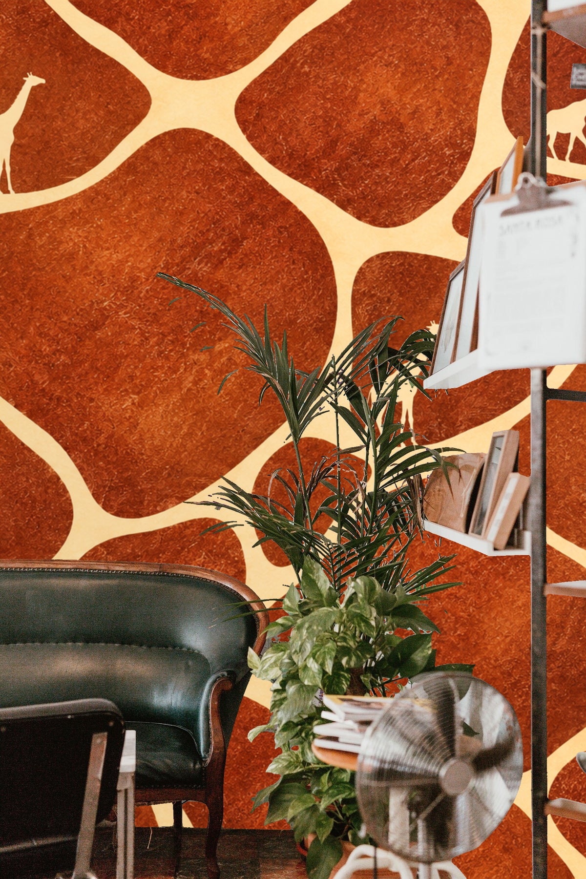 Soft lighting highlighting the texture and pattern scale of the wallpaper