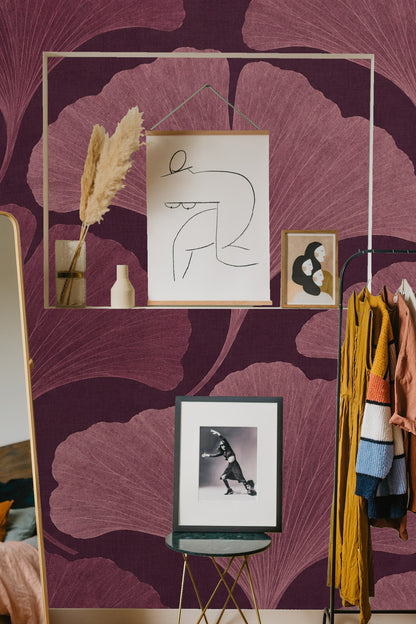 Wallpaper panel sliced showing the repeating overlapping leaf pattern