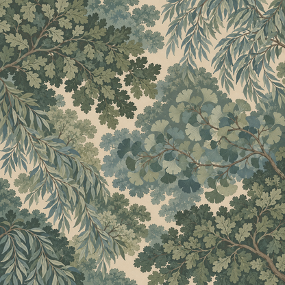 Swatch-style crop of the design highlighting the muted sage, teal and sea-glass green palette