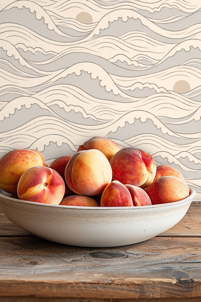 Quiet Crest Waves wallpaper shown in an interior setting