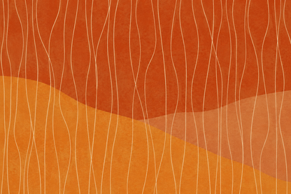 Artistic wallpaper design with layered warm tones and delicate white vertical waves in rich orange palette