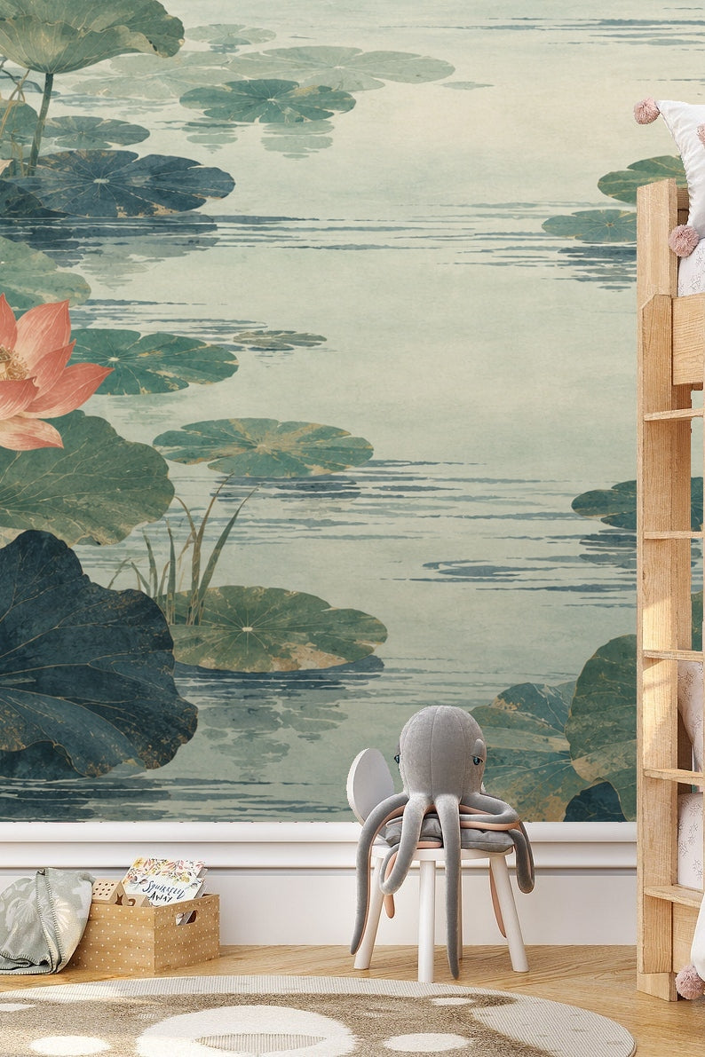 Wallpaper section highlighting leafy canopy with varied leaf shapes and subtle distress texture.
