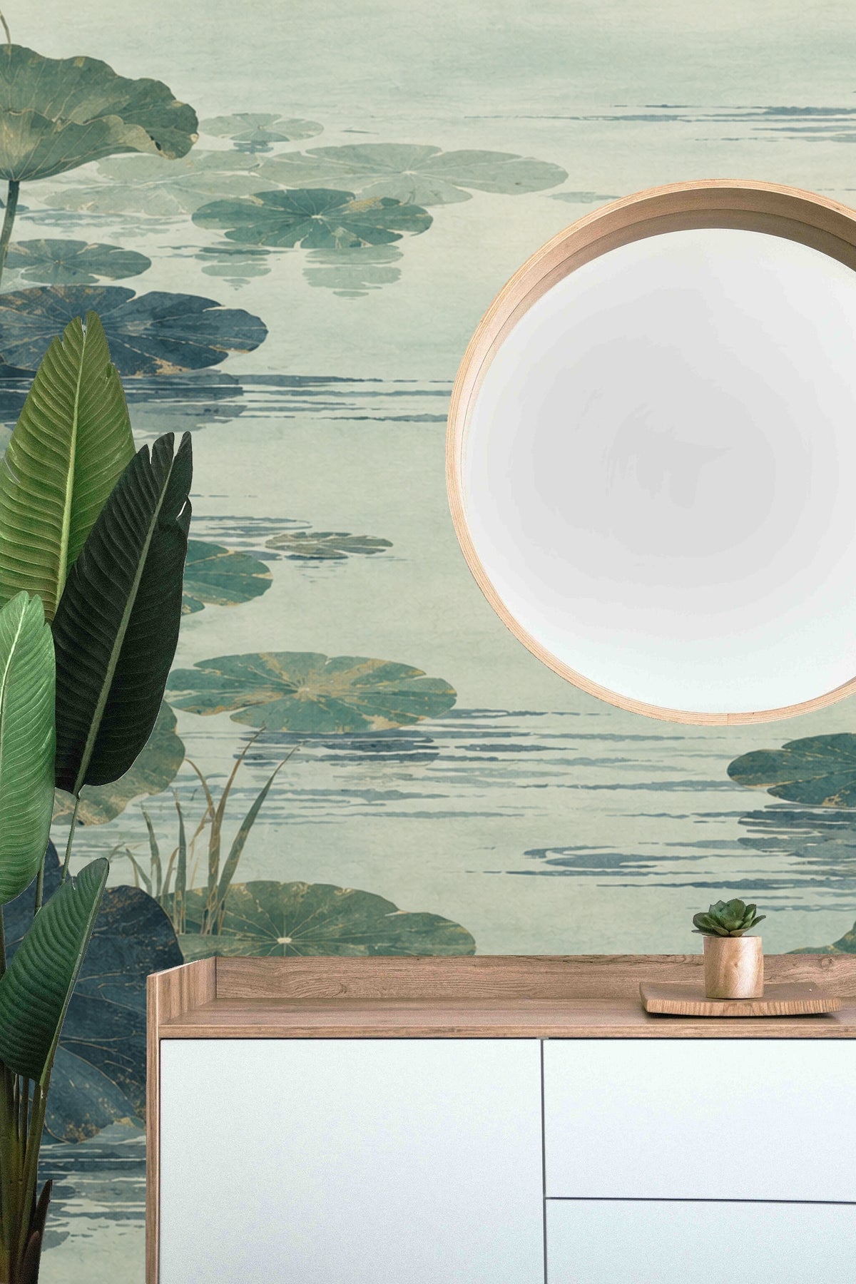 Muted color palette study of lotus wallpaper focusing on brushstroke texture and color gradients.