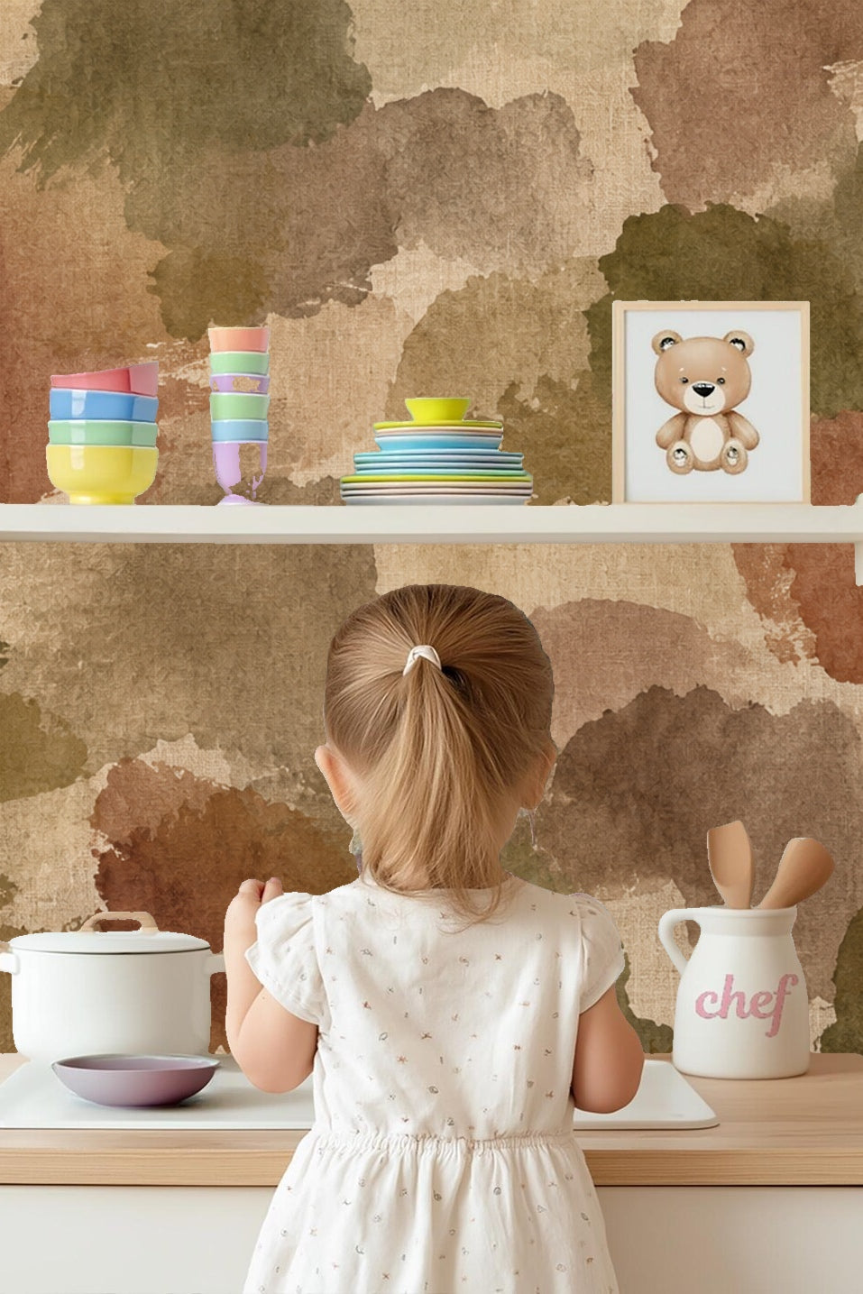 Soft overlapping watercolor shapes creating organic pattern
