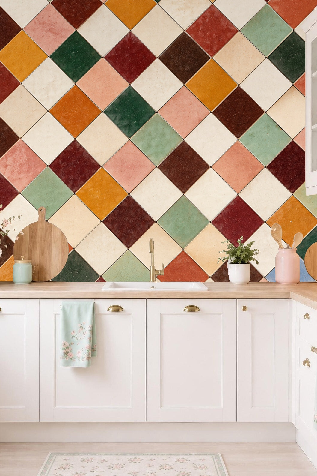 Rusty orange and brown square tiles with soft matte finish