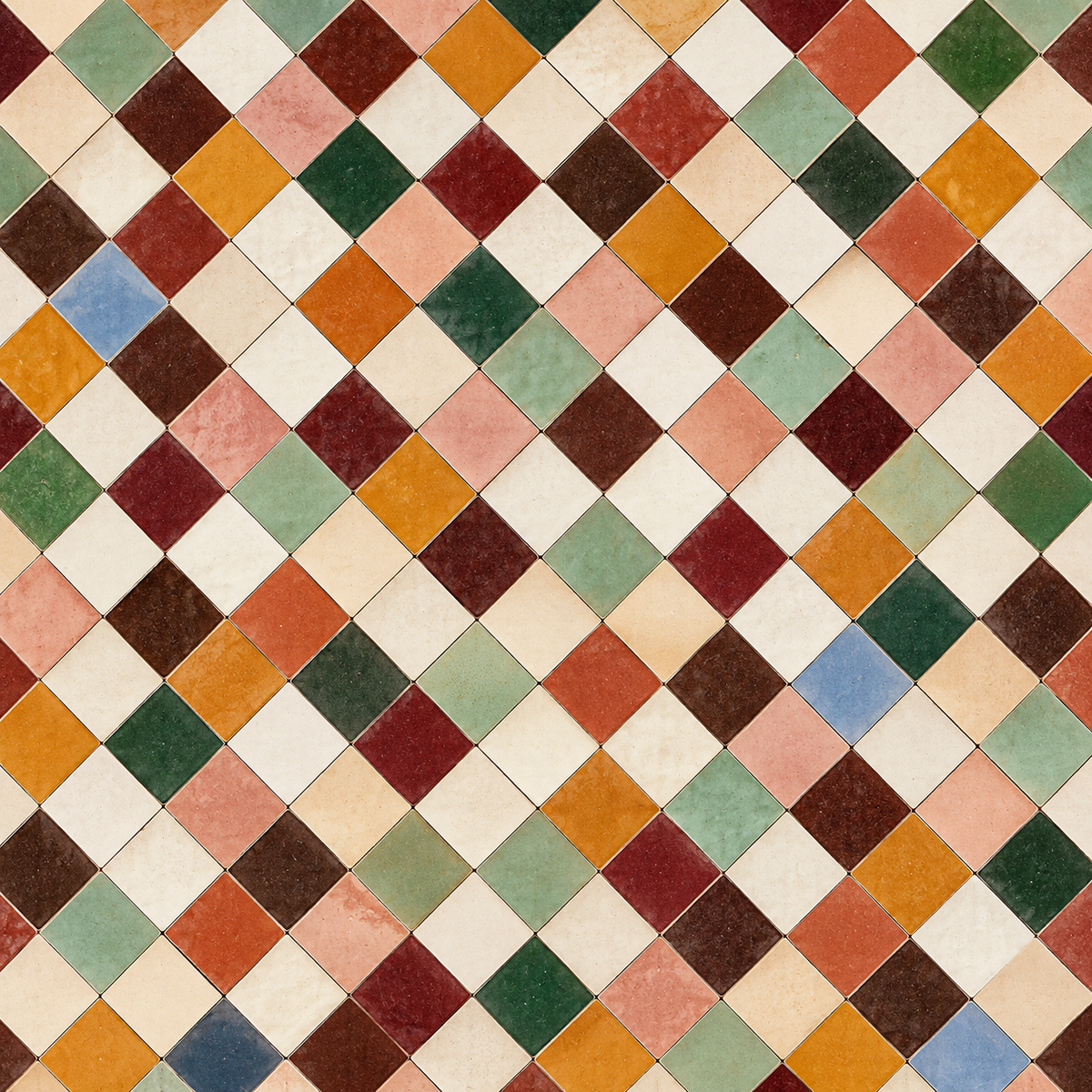 Overall pattern repeat of terracotta tile grid wallpaper
