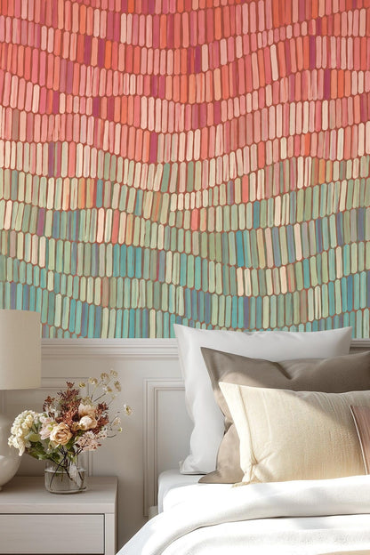 Wallpaper pattern segment showing the dynamic wave-like horizontal alignment of brushstrokes.