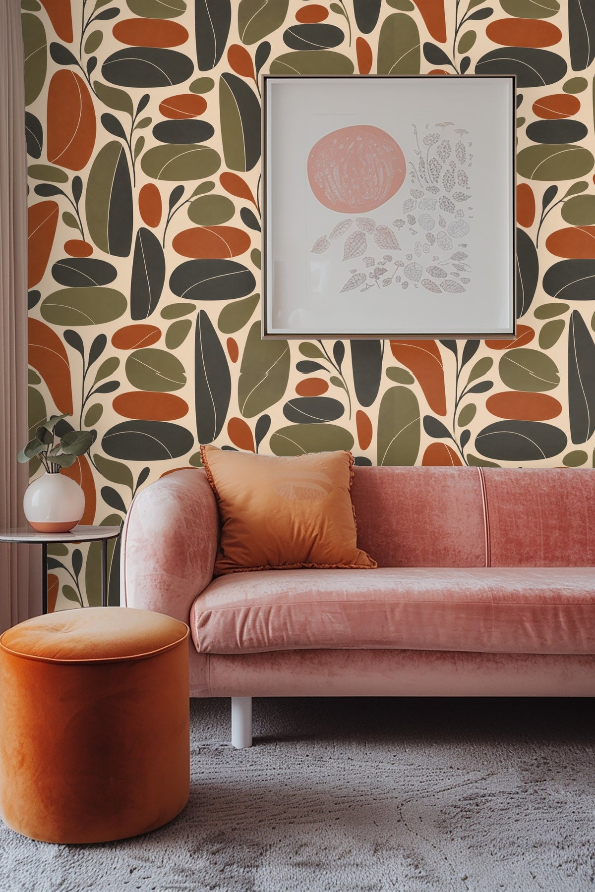 Wallpaper installation example in bedroom environment with natural light.