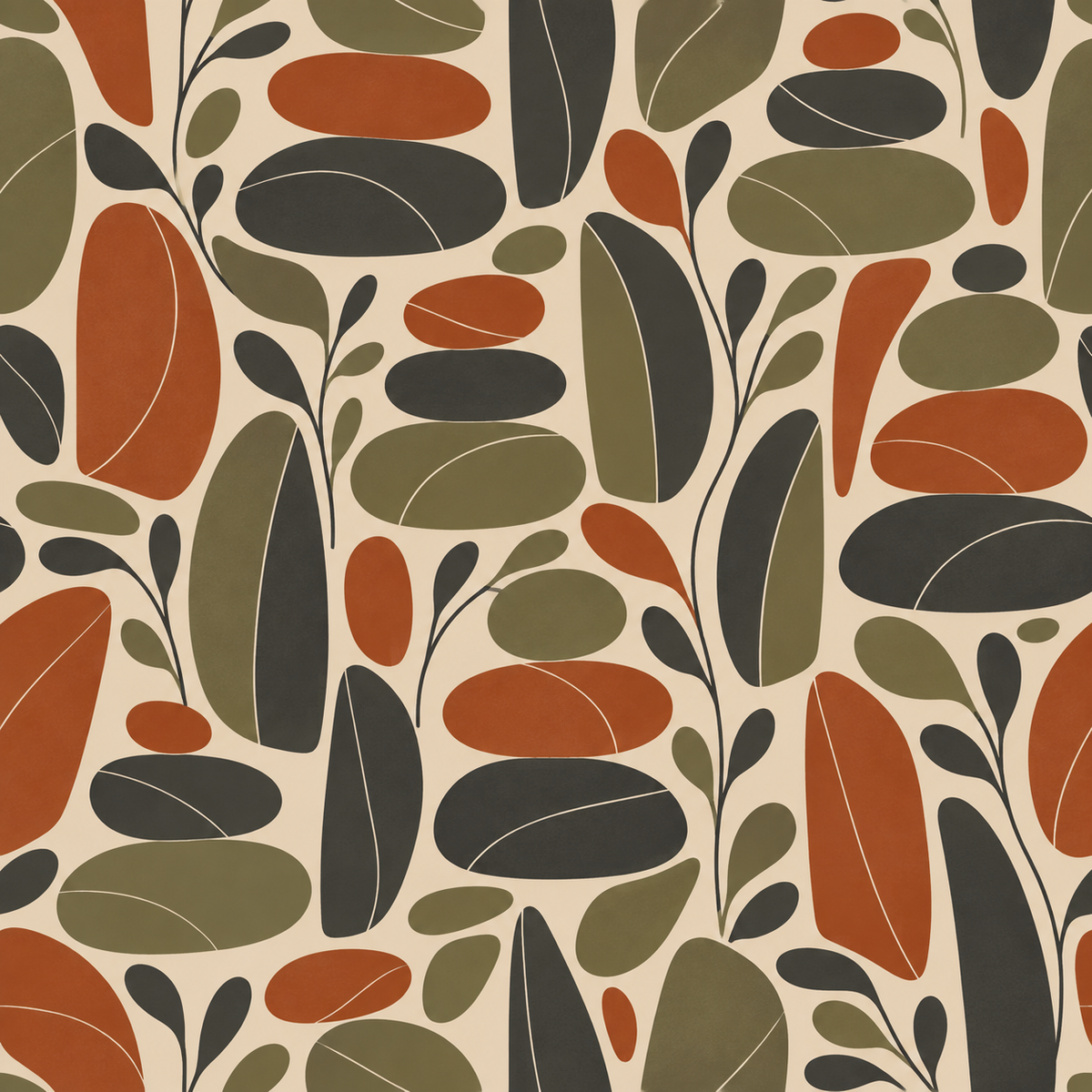 Muted Earth Tones Leaves wallpaper image 13