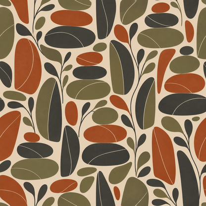 Muted Earth Tones Leaves wallpaper image 13