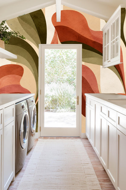 Rustalgae Bloom wallpaper shown in an interior setting