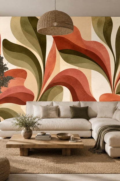 Rustalgae Bloom wallpaper shown in an interior setting