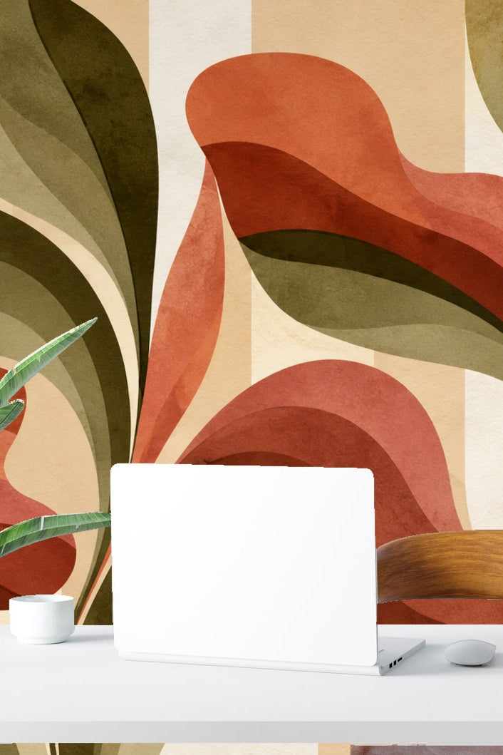 Rustalgae Bloom wallpaper shown in an interior setting