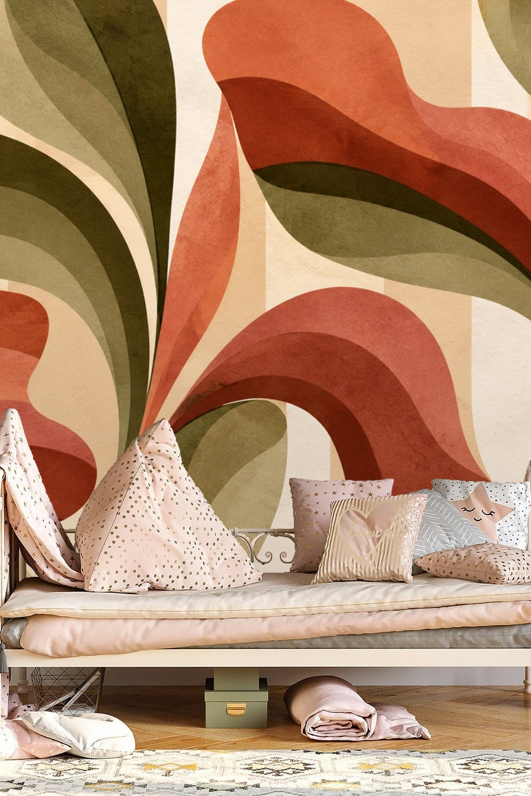 Rustalgae Bloom wallpaper shown in an interior setting