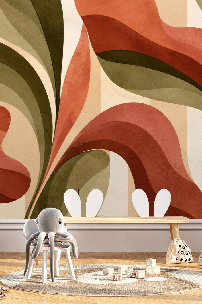 Rustalgae Bloom wallpaper shown in an interior setting