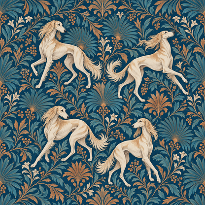 Artistic linework detail on saluki figure