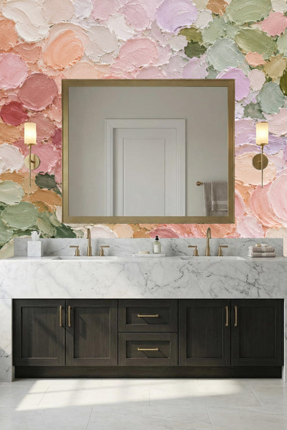 Pattern repeat of pastel brushstroke flowers in muted tones