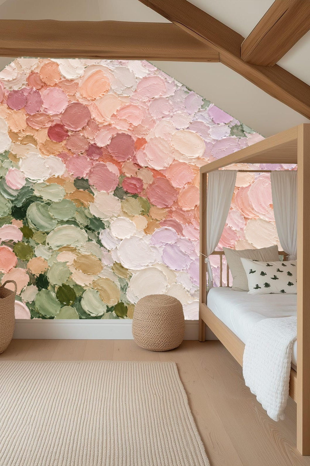 Artistic impressionist pastel wallpaper displaying overlapping circular brush marks