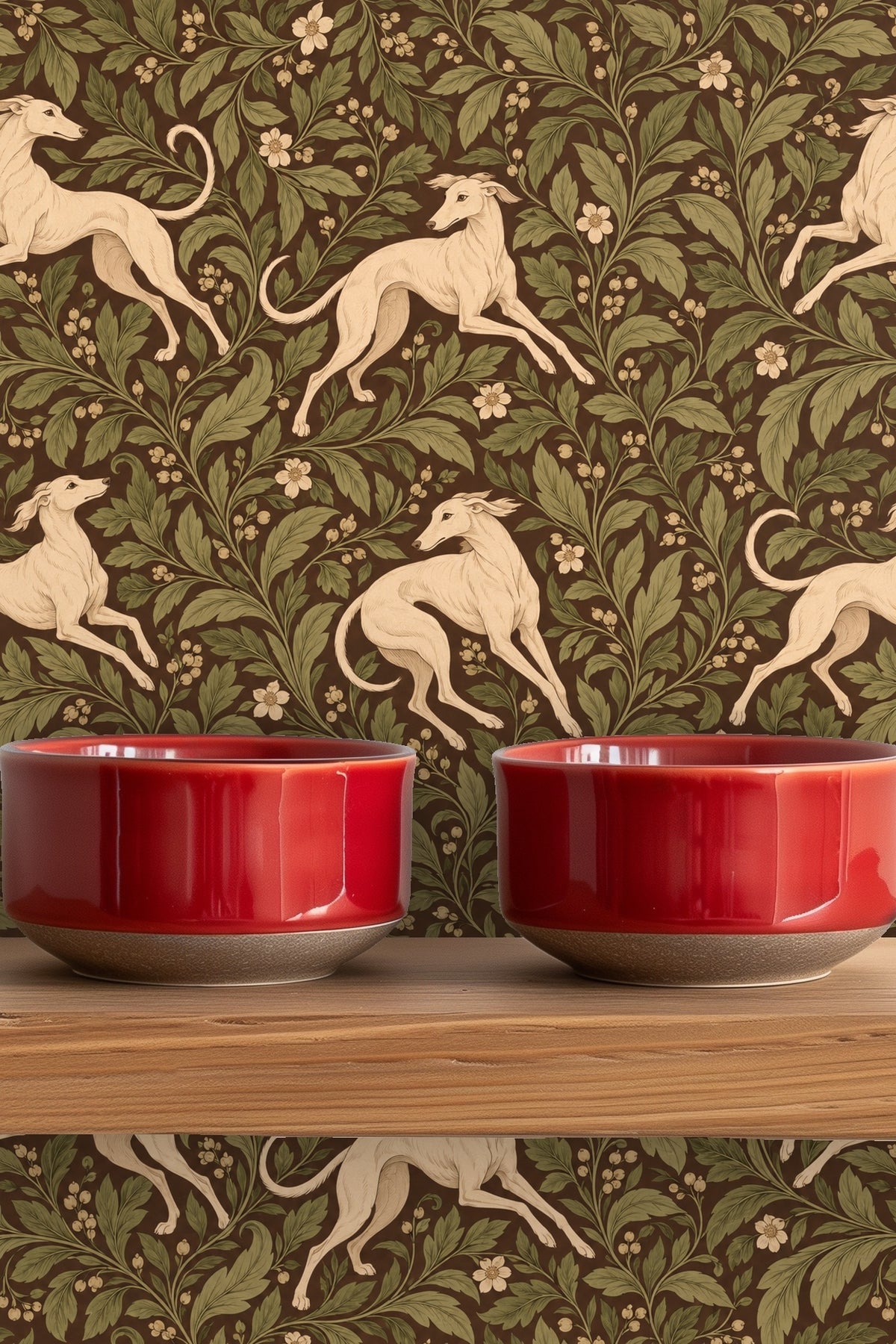 Arrangement of wallpaper and décor creating balanced, sophisticated atmosphere