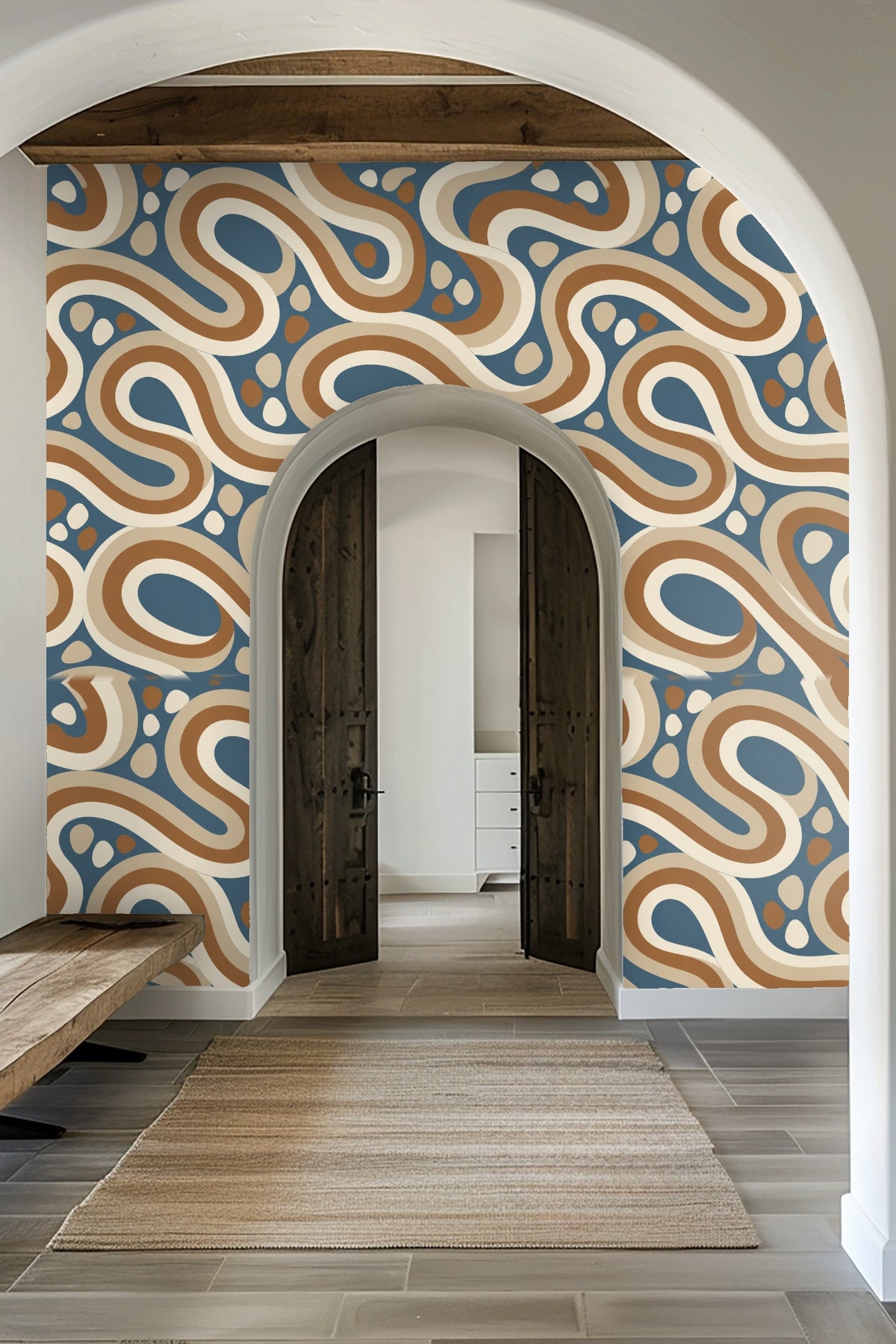 Wallpaper pattern photographed in diffused natural light to show color accuracy