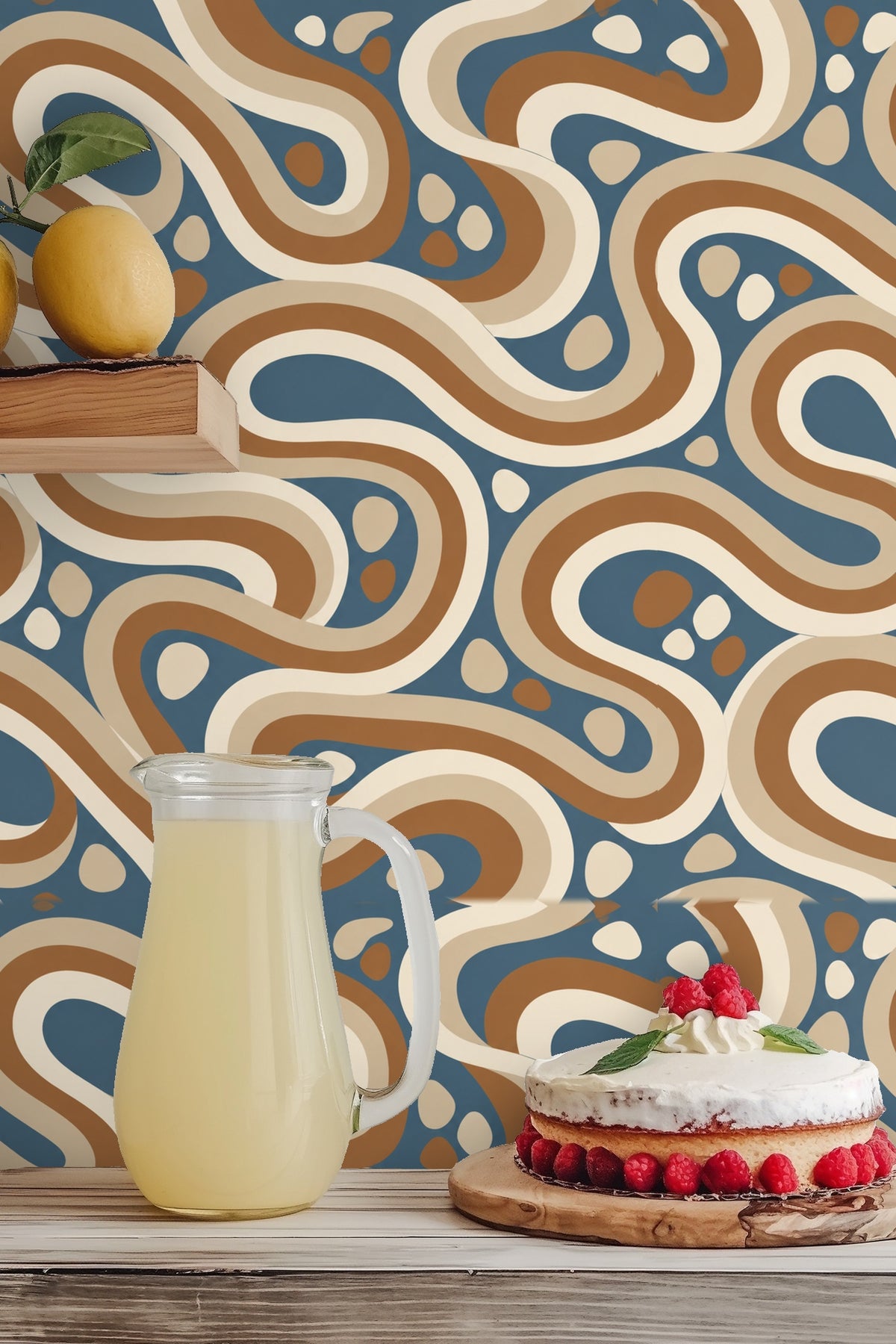 Pattern detail emphasizing flowing curved stripes and scattered pebble-like spots