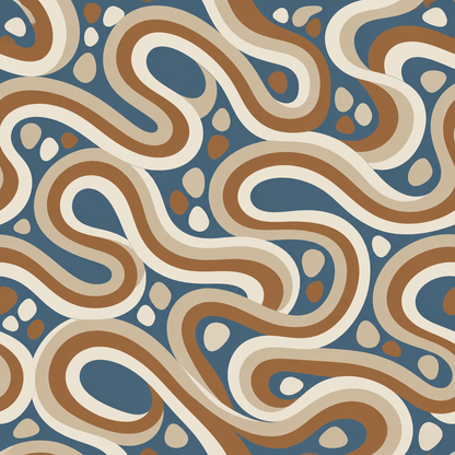 Pattern viewed from a low angle to show continuous flowing curves and balanced color distribution