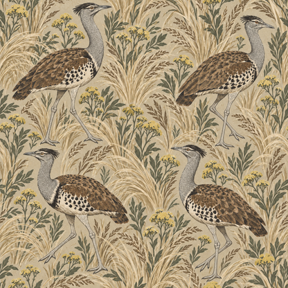 Overall wallpaper composition with balanced botanical and animal elements