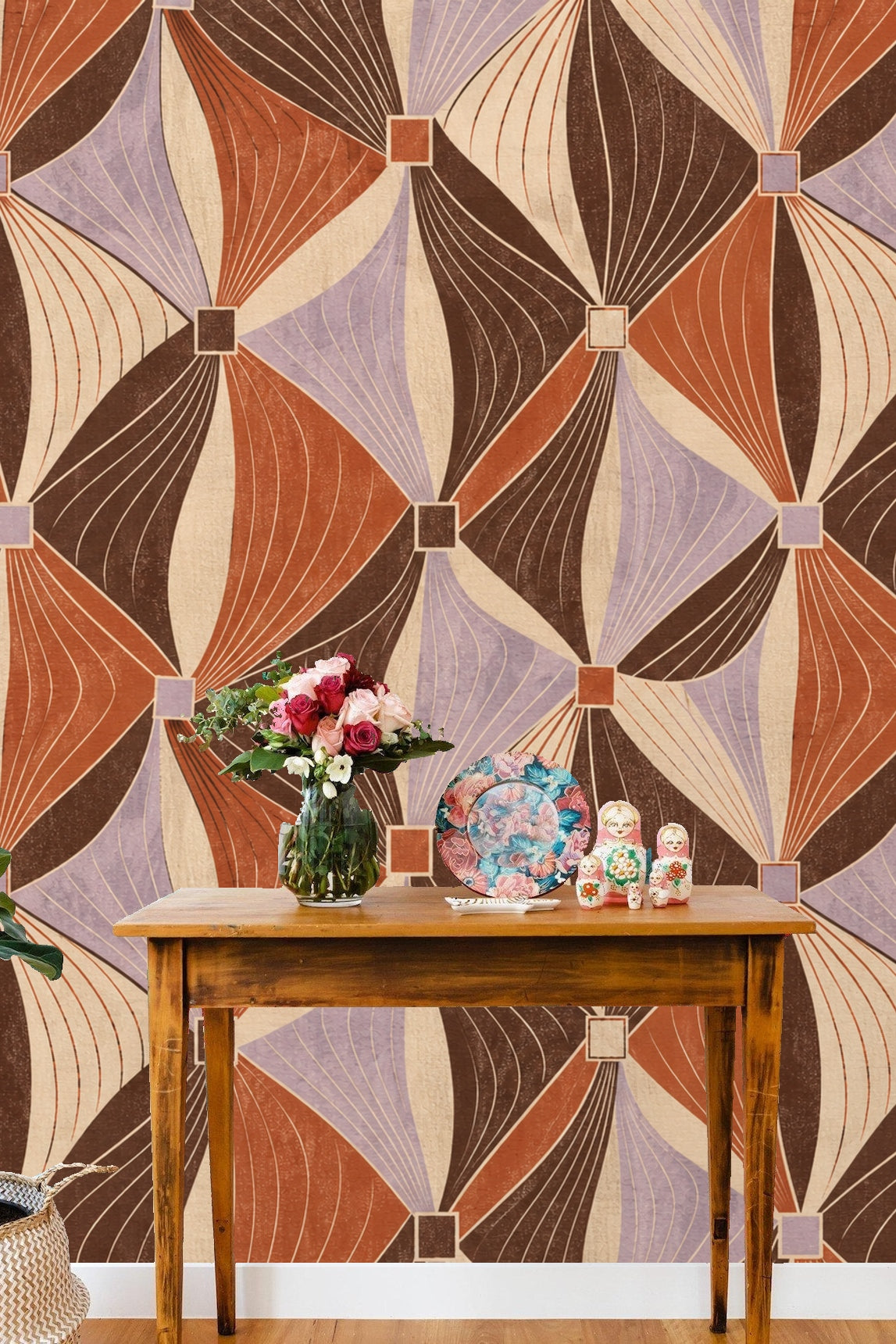 Decorative motif elements showing line details and texture of curving squares and diamonds.