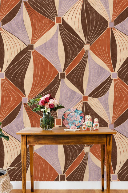 Decorative motif elements showing line details and texture of curving squares and diamonds.