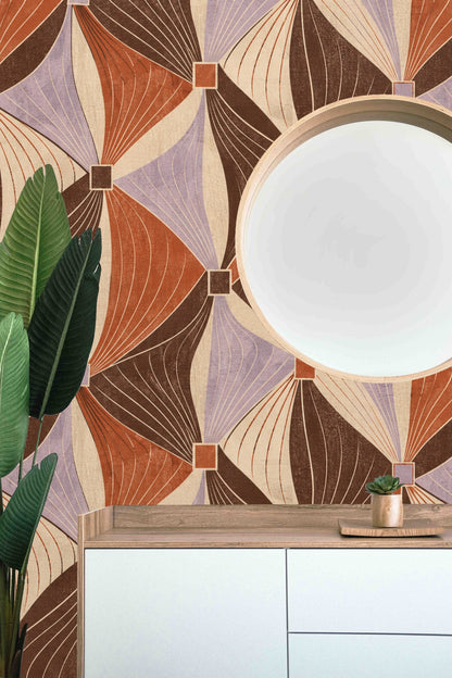 Pattern close-up capturing the tactile surface of wallpaper textile with color shifts.