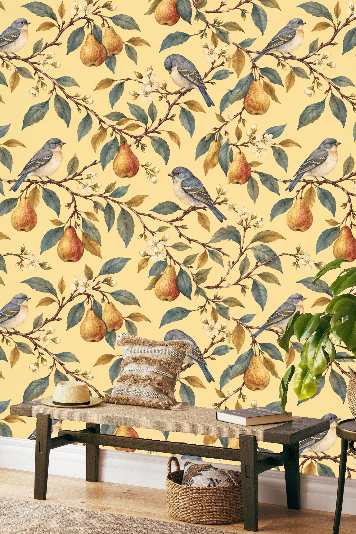 Perch & Pear Wallpaper wallpaper shown in an interior setting