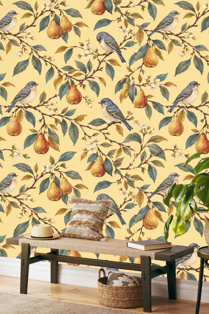 Perch & Pear Wallpaper wallpaper shown in an interior setting