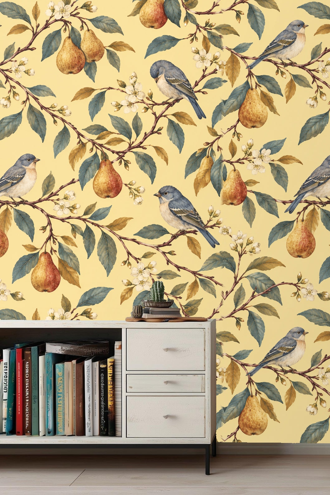 Perch & Pear Wallpaper wallpaper shown in an interior setting