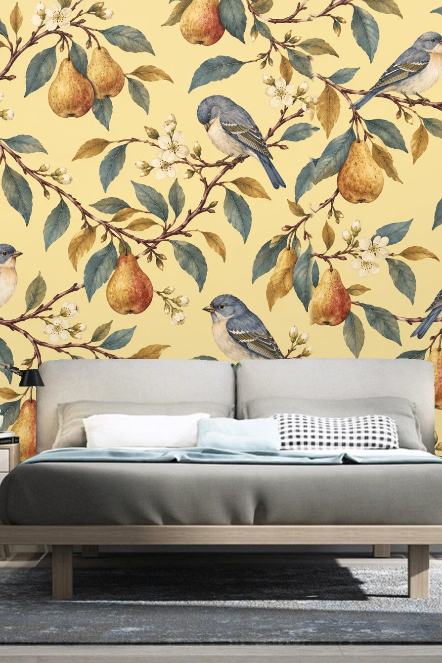 Perch & Pear Wallpaper wallpaper shown in an interior setting