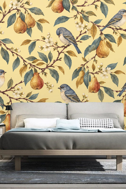 Perch & Pear Wallpaper wallpaper shown in an interior setting
