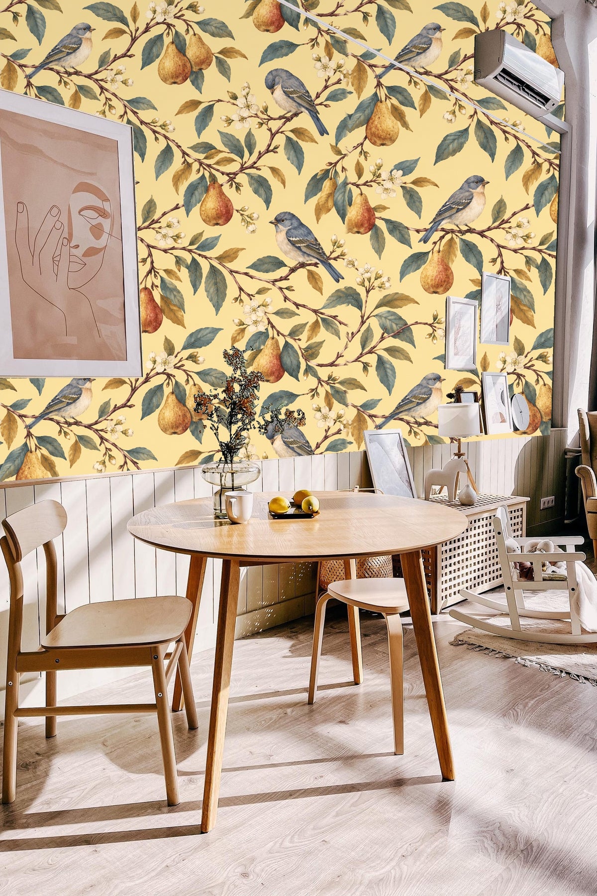 Perch & Pear Wallpaper wallpaper shown in an interior setting