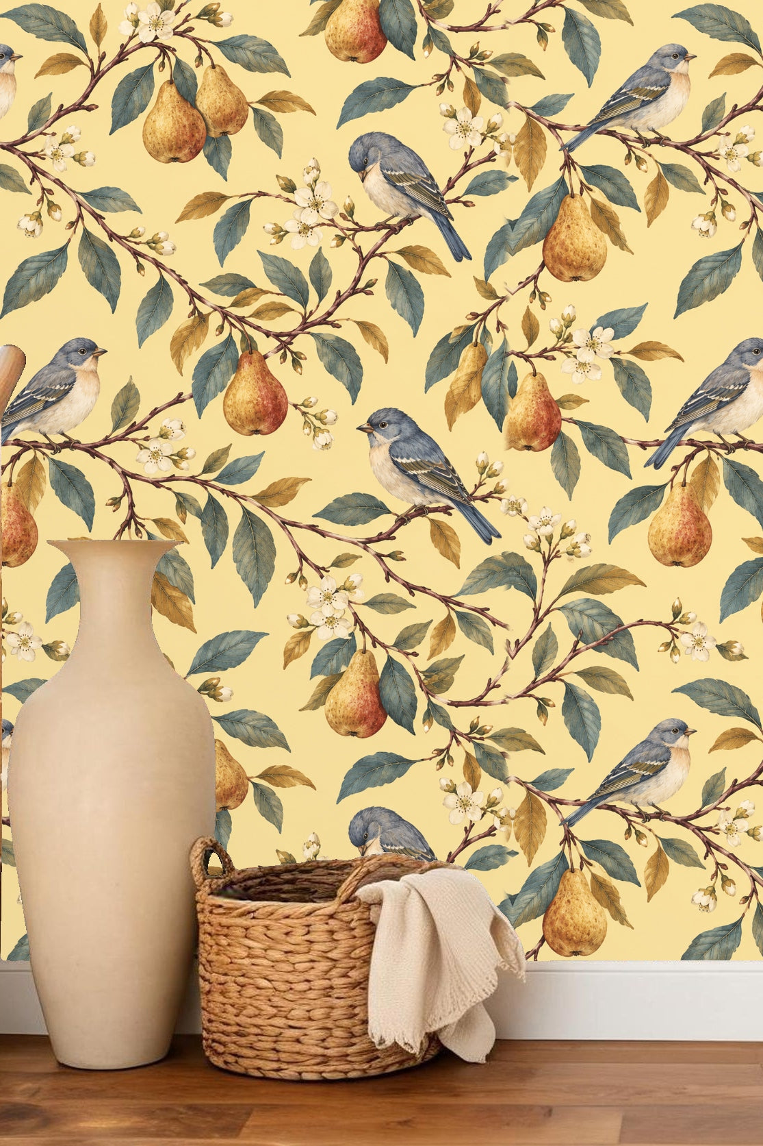 Perch & Pear Wallpaper wallpaper shown in an interior setting