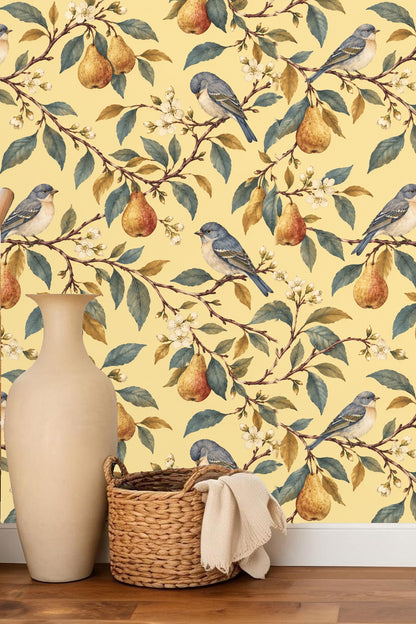 Perch & Pear Wallpaper wallpaper shown in an interior setting