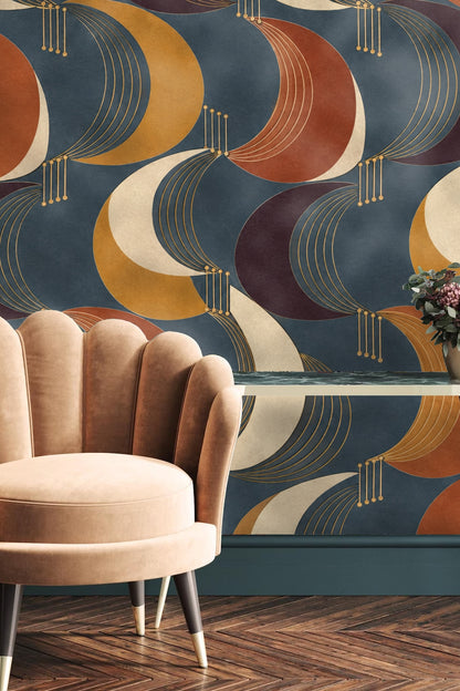 Art Deco Crescents Wallpaper repeat pattern close-up