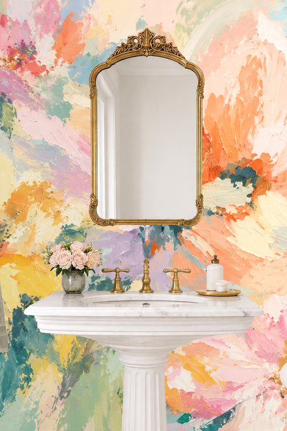 Lavender and light blue brush touches among abstract petals