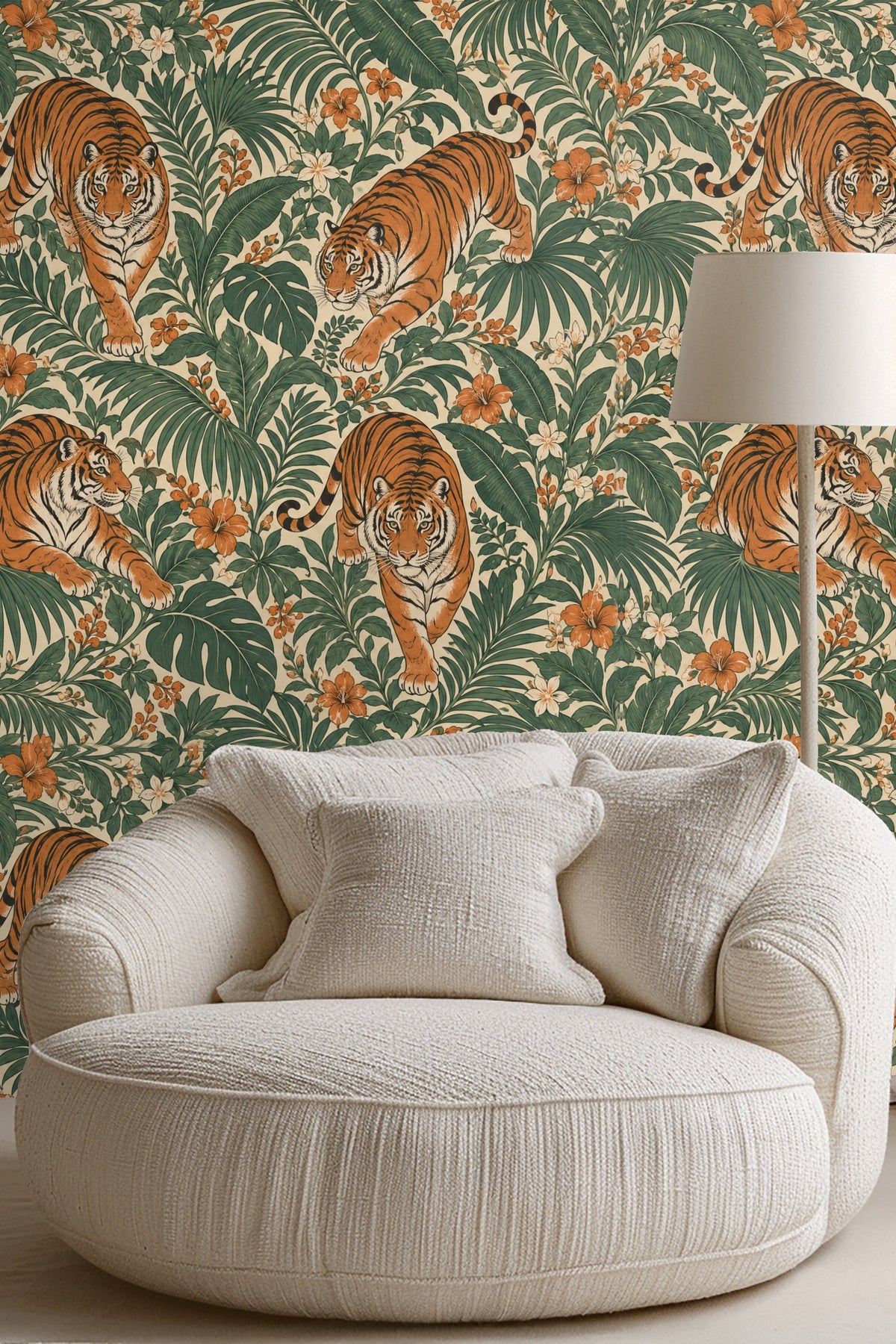 Side view of tiger mid-stride, highlighting detailed stripes and fur texture.