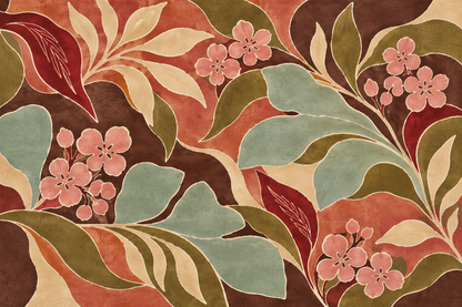 Partial view of floral wallpaper in a neutral-toned room revealing the cozy yet vivid atmosphere created by the design.