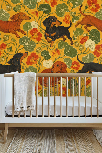 Pattern section showing intertwined nasturtium vines curling through the design.