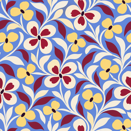 Midcentury Folk Flora wallpaper shown in an interior setting