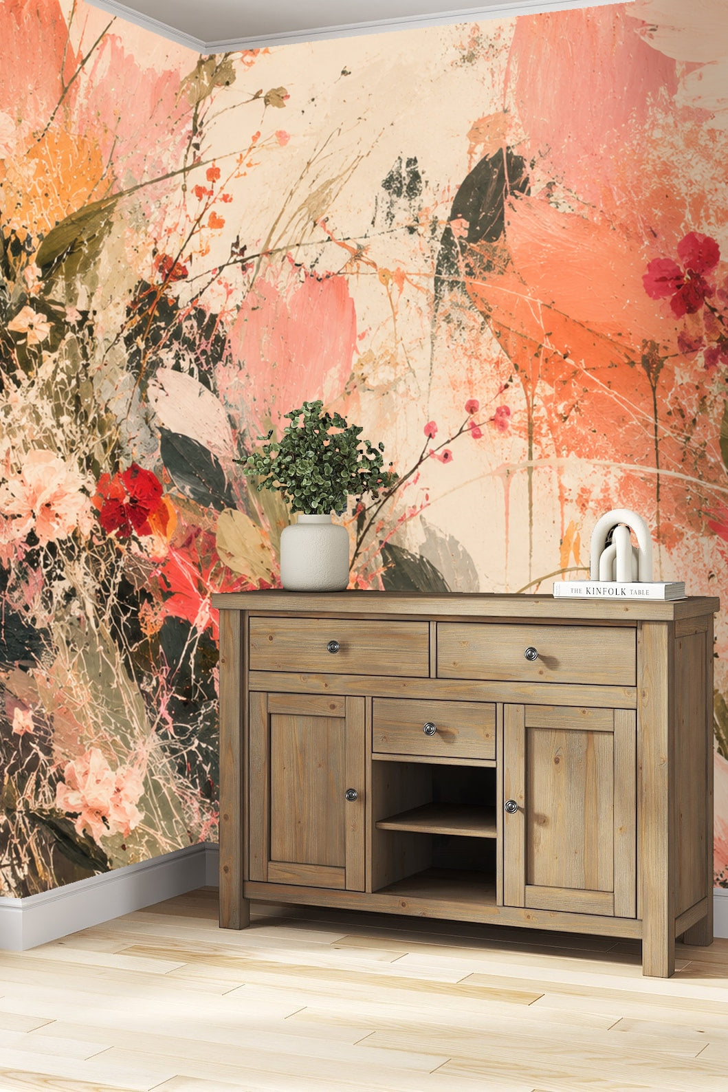 Soft coral petals blending into a creamy background