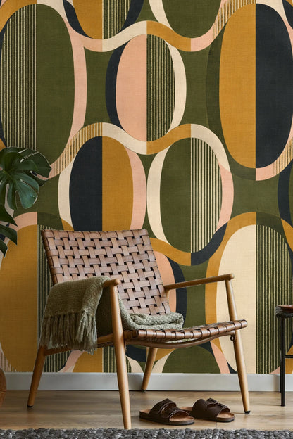 Oval Groove Wallpaper wallpaper shown in an interior setting