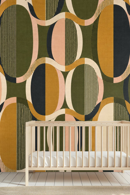Oval Groove Wallpaper wallpaper shown in an interior setting